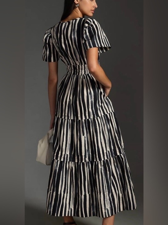 Anthropologie Dresses & Skirts - Anthropologie Black and White Striped Tiered Midi Dress size 3X